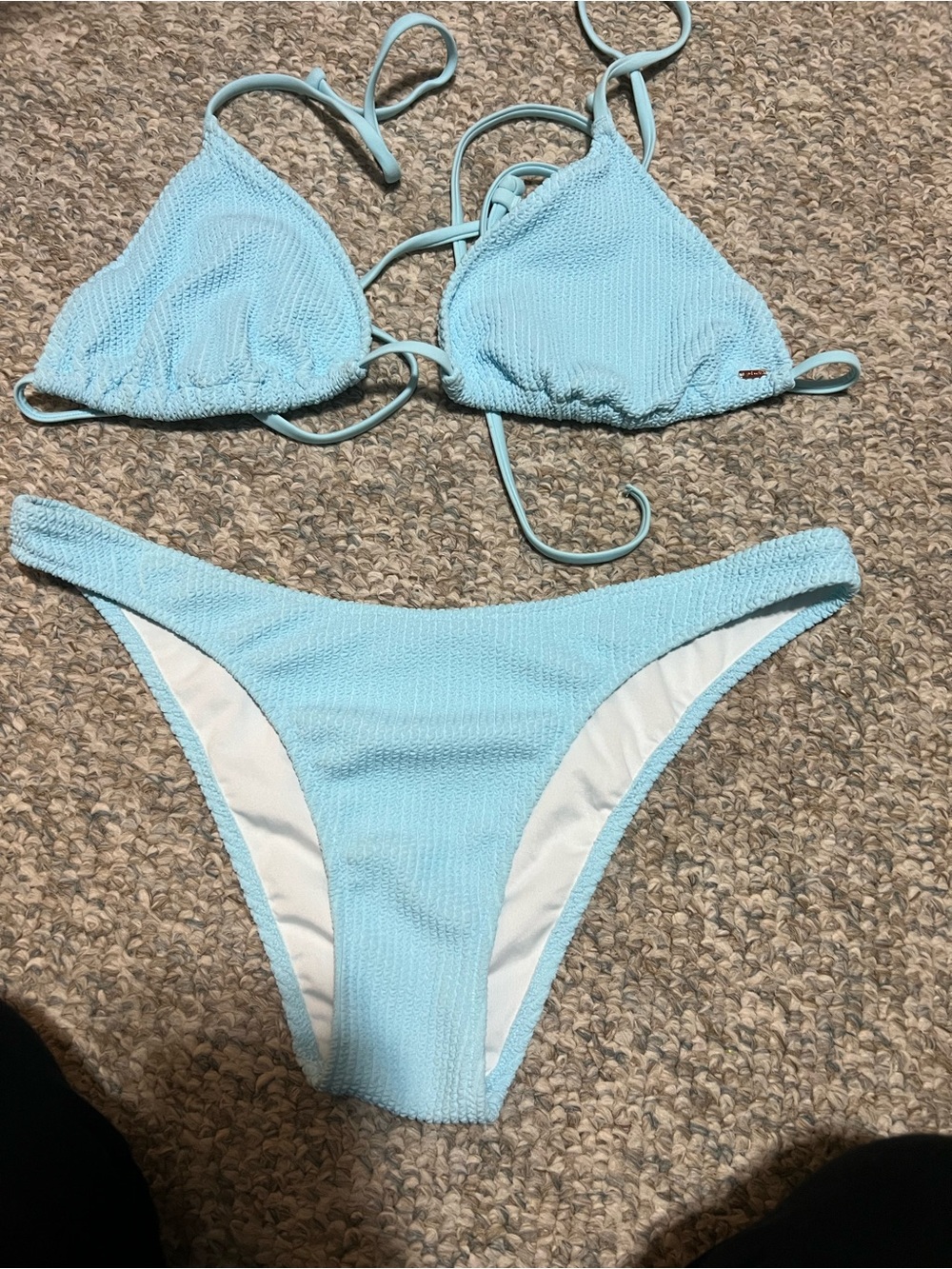 Victoria's Secret Light Blue Textured Triangle Bikini